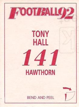 1992 Select AFL Stickers #141 Tony Hall Back